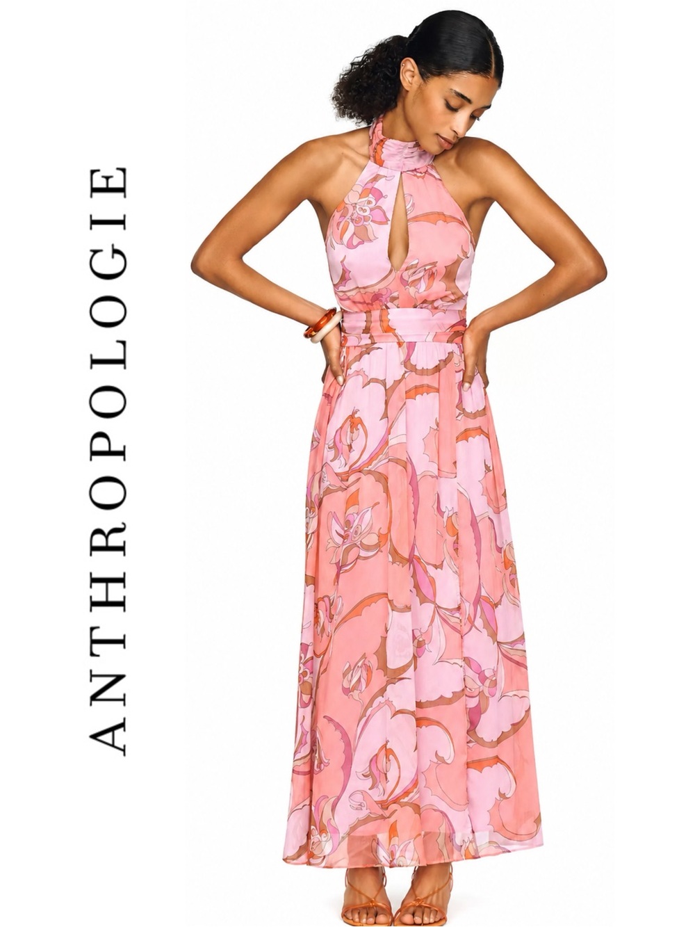 Anthropologie Maeve Cutout Halter Maxi Dress